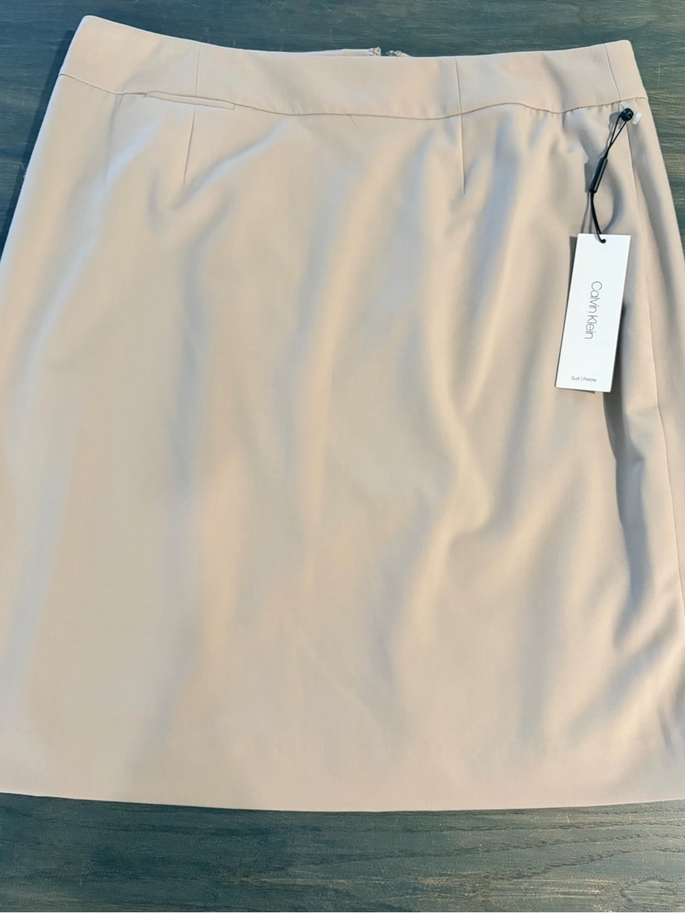 NWT. Calvin Klein Women's Cream Straight Skirt. Size 14P.